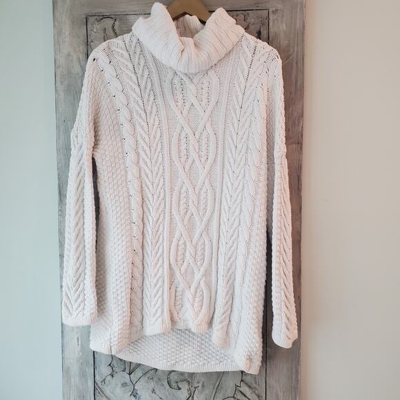 H&M Cable Knit L.O.G.G. Ivory White L Pullover Cotton Angora Blend Sz Large Long - Picture 1 of 8